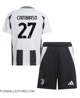 Günstige Juventus Andrea Cambiaso #27 Heimtrikotsatz Kinder 2024-25 Kurzarm (+ Kurze Hosen)